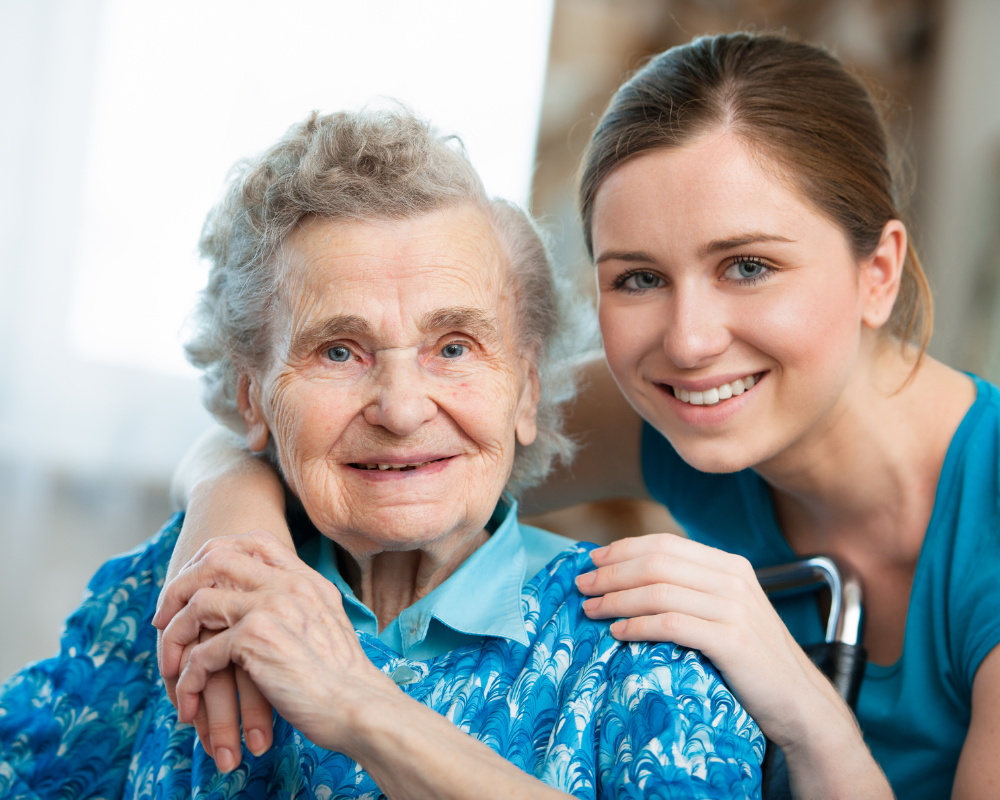 Caregiver doing a memory activity with a client