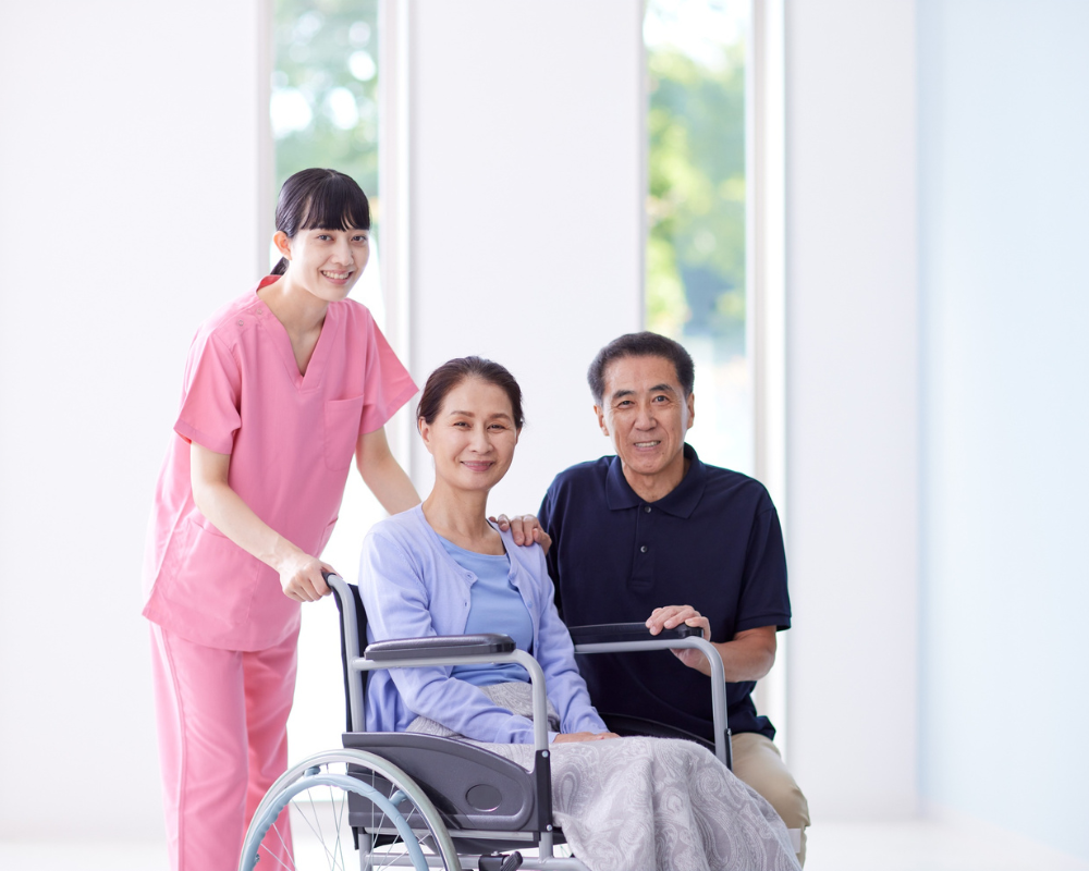 Caregiver assisting a client with mobility